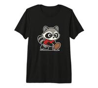 Dessin animé Rugby Raccoon Kick Prep T-Shirt Haut de Gamme
