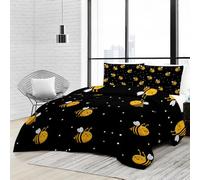 Dessin animé Simple Mignon Abeille Soft Printed Comforter Set 200×200 cm, Lightweight All-Season Bedding for Summer AC and Winter Warmth, Jaune Noir Quilted Comforter, Perfect for Guest Room Refresh