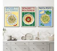 Dessin Animé Spaghetti Avec Palourdes Affiche Et Impression Pâtes Pesto Bolognaise Canavs Peinture Cuisine Restaurant Aliments Art Mur Photos 30Cmx40Cmx3Pcs Sans Cadre
