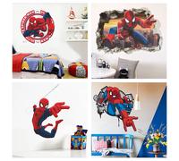 Dessin animé Spiderman Stickers muraux pour chambre d'enfants décoration de la maison 3d Super héros Avengers Art Mural garçons décalcomanies Anime affiche de film Style 16