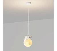 Dessin animé suspendu de chambre d'enfants, lampe suspendue à petite ours blanc, lampes suspendues en résine blanche avec une teinte en acrylique sphérique, des luminaires G9, un lustre simple