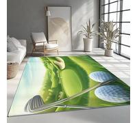 Dessin Animé Tapis à Poils Courts 160 x 230 cm, Lavables Support antidérapant Tapis de salon Collines Herbe Golf Sports moquette Imprimé Convient pour la Chambre la Salle à Manger et le Bureau Vert