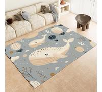 Dessin Animé Tapis Baleine de Style scandinave Tapis Salon 3D Impression Moderne Chambre Décoration Tapis Lavable Antidérapant Tapis pour Garçons Filles Ados 80 x 150cm