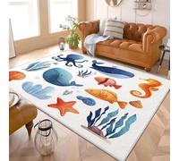 Dessin Animé ThèMe Animal Marin Tapis Décoratif Moderne à Poils Courts, Doux et Moelleux, Dessous Antidérapant, Lavable en Machine Mignon Tapis de Salon, Chambre et Entrée 160x230 cm