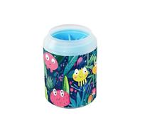 Dessin animé Tropical Feuilles Vertes Monstres Portable Pattes Tasse de Nettoyage Brosse en Silicone Souple Essentiel pour tous les propriétaires d'animaux de compagnie pour chats chiens