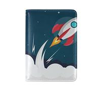 Dessin Animé Univers Nuage De Fusée Détenteur d'un Passeport Titulaire Etui en Cuir Véritable Couverture de Passeport pour Voyage Hommes Femmes