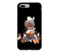 Dessin animé Vieil Homme entouré de Chats Amoureux Chat Papa Coque pour iPhone 7 Plus/8 Plus
