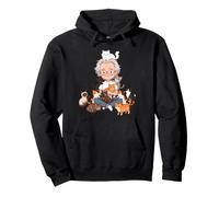 Dessin animé Vieil Homme entouré de Chats Amoureux Chat Papa Sweat à Capuche
