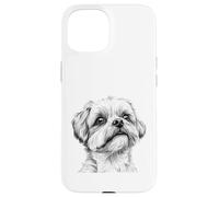 Dessin Artistique détaillé Shih Tzu Dog Sketch Line Coque pour iPhone 15