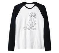 Dessin au Trait consacré à l'adoration du Golden Retriever Manche Raglan