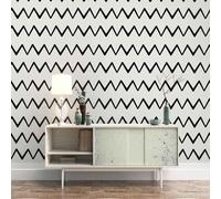 Dessin Au Trait D'Une Vague Noire Simple Papier Peint 3D Installation Facile Intissé Tapisserie Bureau Salon Canapé Chambre Décoration Murale-350cm×256cm