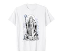 Dessin au Trait Fantastique de Merlin Arthurian Wizard, Magie sacrée T-Shirt