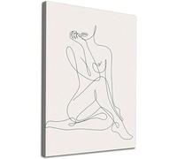 Dessin au trait minimaliste, dessin au trait du corps féminin, affiche imprimée sur toile, dessin au trait féminin, affiche silhouette 70 x 100 cm avec cadre