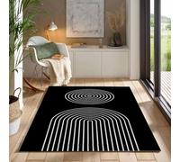 Dessin Au Trait Noir Et Blanc Tapis Salon, Boho Monochrome Géométrique Tapis Chambre, Salle à Manger Chambre à Coucher et Confortable Antidérapant Tapis de Décoration 80 x 150cm