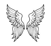 dessin au trait numérique des ailes d'ange Stickers gravés 42x42.9cm Fourni avec un kit de film de transfert Noir