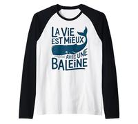 Dessin Baleine Adorable Texte Drole Vie avec Une Baleine Manche Raglan