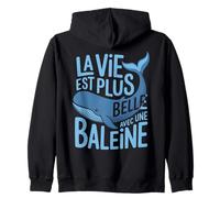 Dessin Baleine Femme Homme Fille Motif Vie avec Baleines Sweat à Capuche