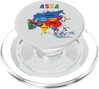 Dessin coloré à la Main du Continent Asiatique et des Noms des Pays PopSockets PopGrip pour MagSafe
