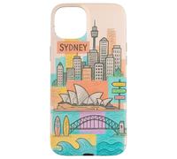 Dessin coloré de Paysage Urbain de Sydney avec des Monuments côtiers Coque pour iPhone 15 Plus