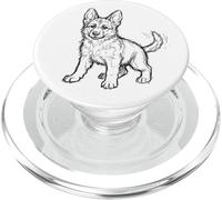 Dessin d'art Minimaliste dessiné à la Main pour Chiot Berger Allemand PopSockets PopGrip pour MagSafe