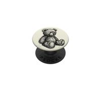 Dessin d'art Noir et Blanc Ours en Peluche PopSockets PopGrip Adhésif