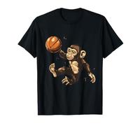 Dessin de basket-ball, panier de basket-ball, œuvre d'art singe mignon T-Shirt