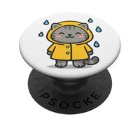 Dessin de Chat Kawaii pluvieux Dessin Animal Mignon Illustration PopSockets PopGrip Adhésif