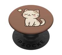 Dessin de Chat Kawaii rêveur Dessin Mignon Animal Illustration PopSockets PopGrip Adhésif