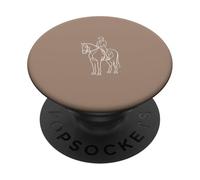 Dessin de Cheval Art équestre Minimaliste - Marron PopSockets PopGrip Adhésif