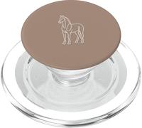 Dessin de Cheval Art équestre Minimaliste - Marron PopSockets PopGrip pour MagSafe