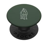 Dessin de Cheval Art équestre Minimaliste - Vert Sauge PopSockets PopGrip Adhésif