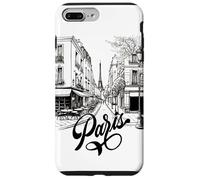 Dessin de Croquis de Rues de Paris, Paris France et Tour Eiffel Coque pour iPhone 7 Plus/8 Plus
