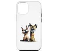 Dessin de Croquis Mignon de Chat et de Chien Coque pour iPhone 12/12 Pro