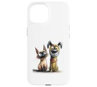 Dessin de Croquis Mignon de Chat et de Chien Coque pour iPhone 15