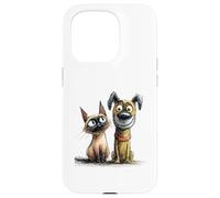 Dessin de Croquis Mignon de Chat et de Chien Coque pour iPhone 15 Pro