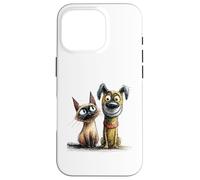 Dessin de Croquis Mignon de Chat et de Chien Coque pour iPhone 16 Pro