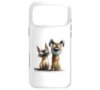 Dessin de Croquis Mignon de Chat et de Chien Coque pour iPhone 17 Pro Max