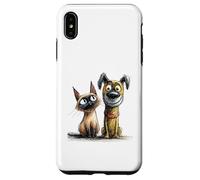 Dessin de Croquis Mignon de Chat et de Chien Coque pour iPhone XS Max