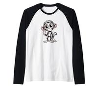 Dessin de dessin animé singe triste aux gros yeux Manche Raglan