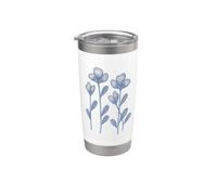Dessin de fleurs bleues Gobelet isotherme en acier inoxydable double paroi