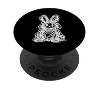 Dessin de Lapin de Pâques Abstrait Scribble Line Art PopSockets PopGrip Adhésif
