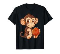 Dessin de panier de basket-ball mignon singe illustration T-Shirt