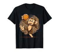 Dessin de panier de basket-ball mignon singe T-Shirt