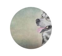 Dessin de Portrait de Chien Malamute d'Alaska, aimants de réfrigérateur en Acrylique, Autocollants pour Tableau Blanc, aimants pour décoration de Cuisine et de Meubles,Forme Ronde