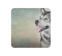 Dessin de Portrait de Chien Malamute d'Alaska, aimants de réfrigérateur en Acrylique, Autocollants pour Tableau Blanc, aimants pour décoration de Cuisine et de Meubles,Carré