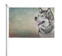 Dessin de portrait de chien Malamute d'Alaska,Drapeau de jardin, bannière décorative, drapeau double face, 2 x 3 pieds, pour extérieur et intérieur