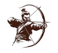 dessin de silhouette de héros archer avec arc et flèche Peintures murales et stickers muraux en vinyle 54.6x55cm Plusieurs tailles disponibles Café