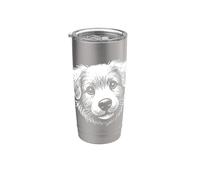 Dessin de visage de chiot mignon dessin portrait adorable Gobelet isotherme en acier inoxydable double paroi