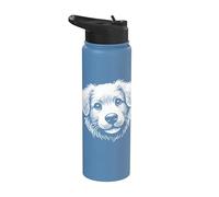 Dessin de visage de chiot mignon dessin portrait adorable Stainless Steel Insulated Water Bottle