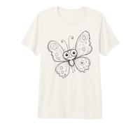 Dessin d'insectes Mignon Papillon dessiné à la Main T-Shirt Haut de Gamme